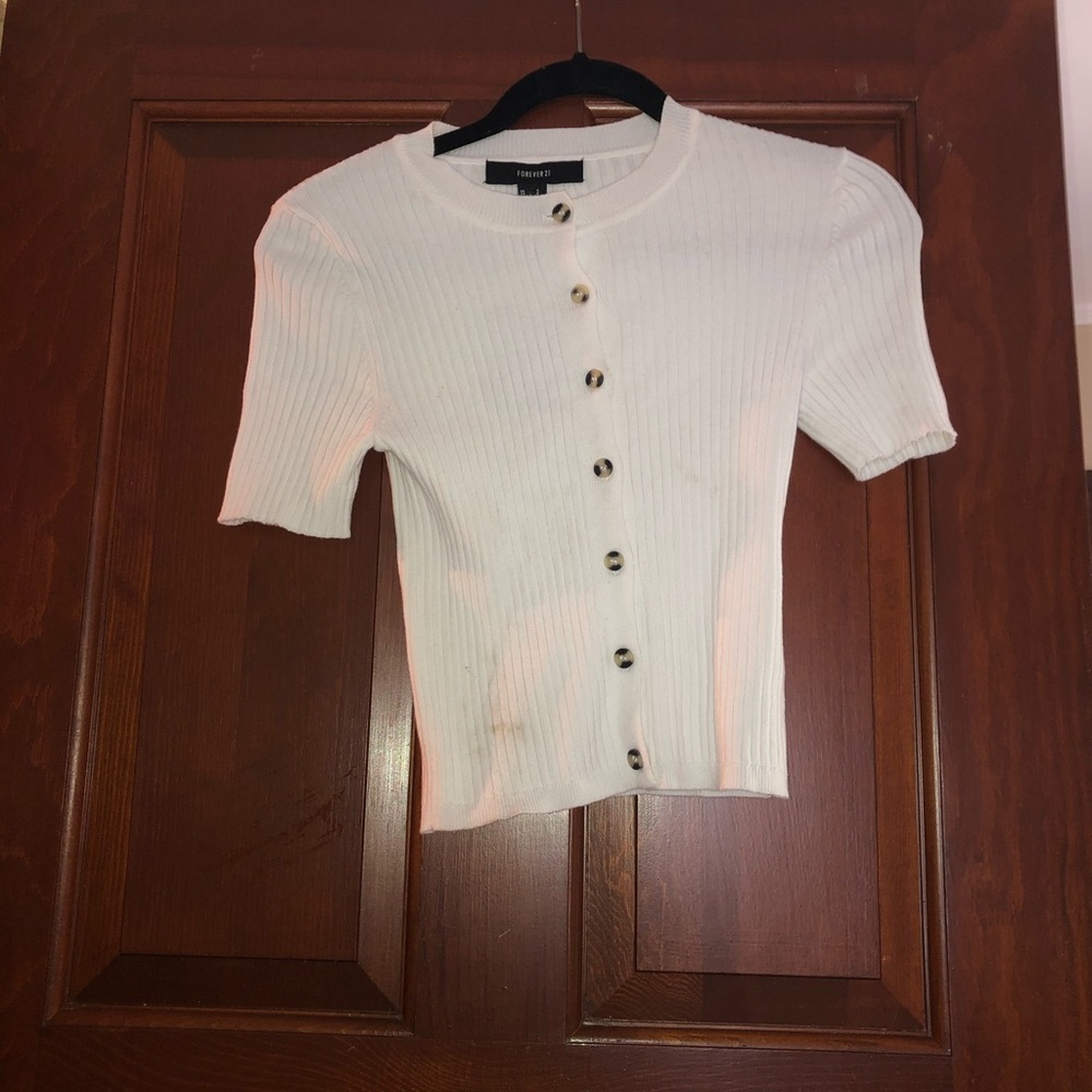 Forever 21 White Button Down Top